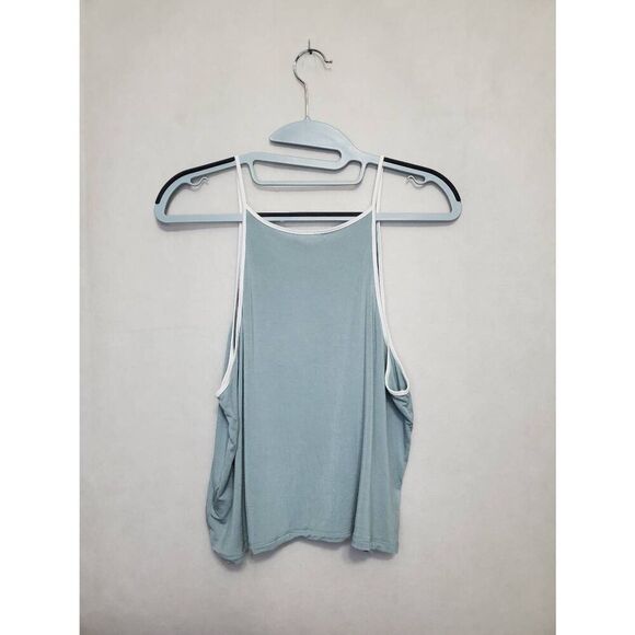 Victoria's Secret PINK Super Soft Sage Green High Neck Semi Crop Tank Top Modal - Picture 4 of 6